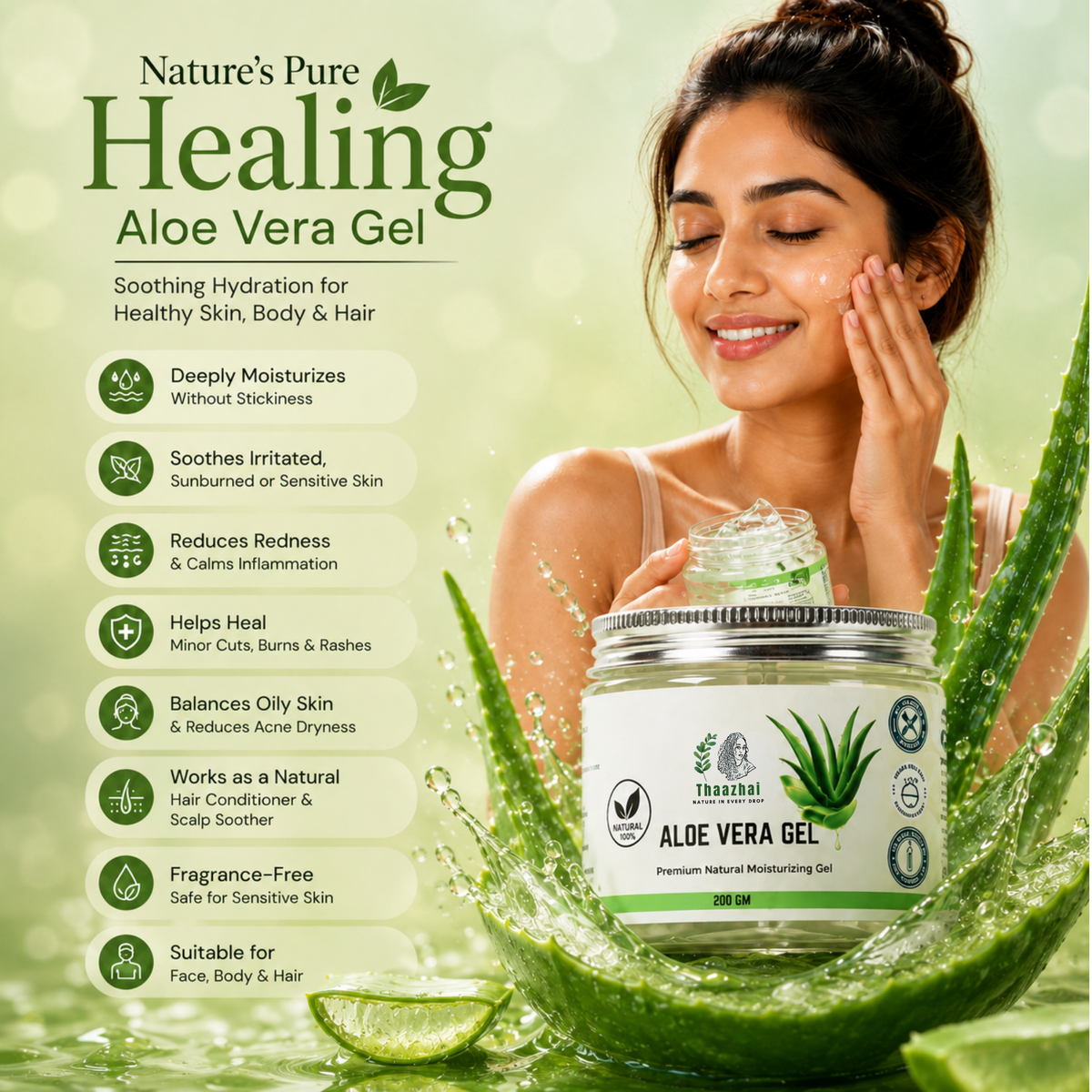 Thaazhai Aloe Vera Premium Natural Moisturizing Gel